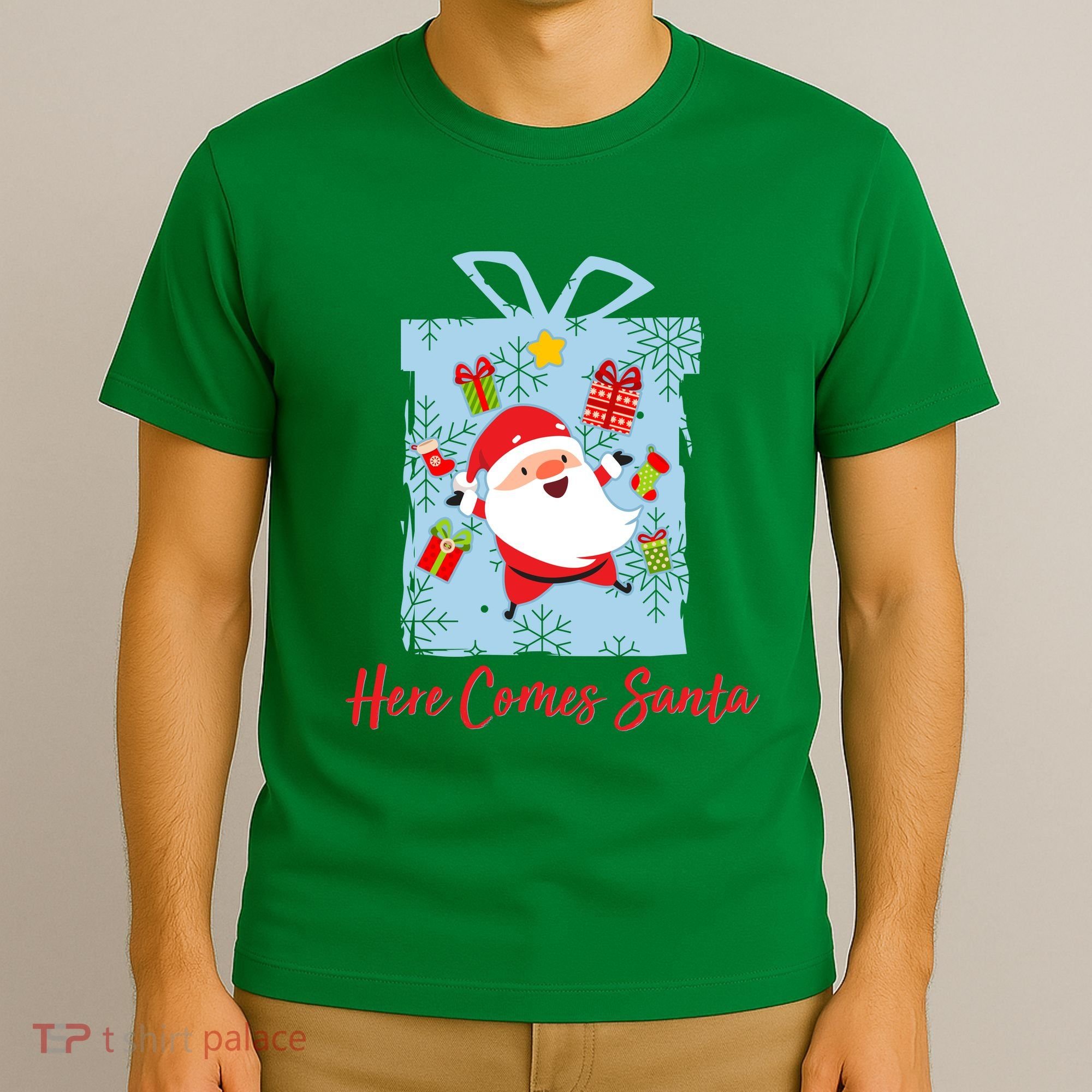 Christmas Here Comes Santa Gift Box T-Shirt