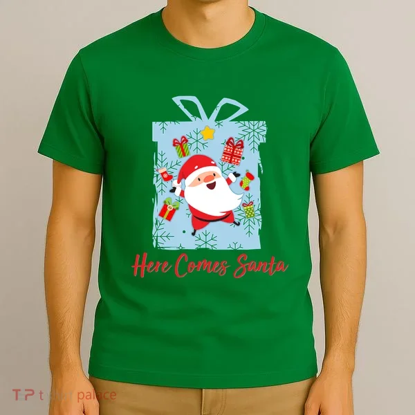 Christmas Here Comes Santa Gift Box T-Shirt