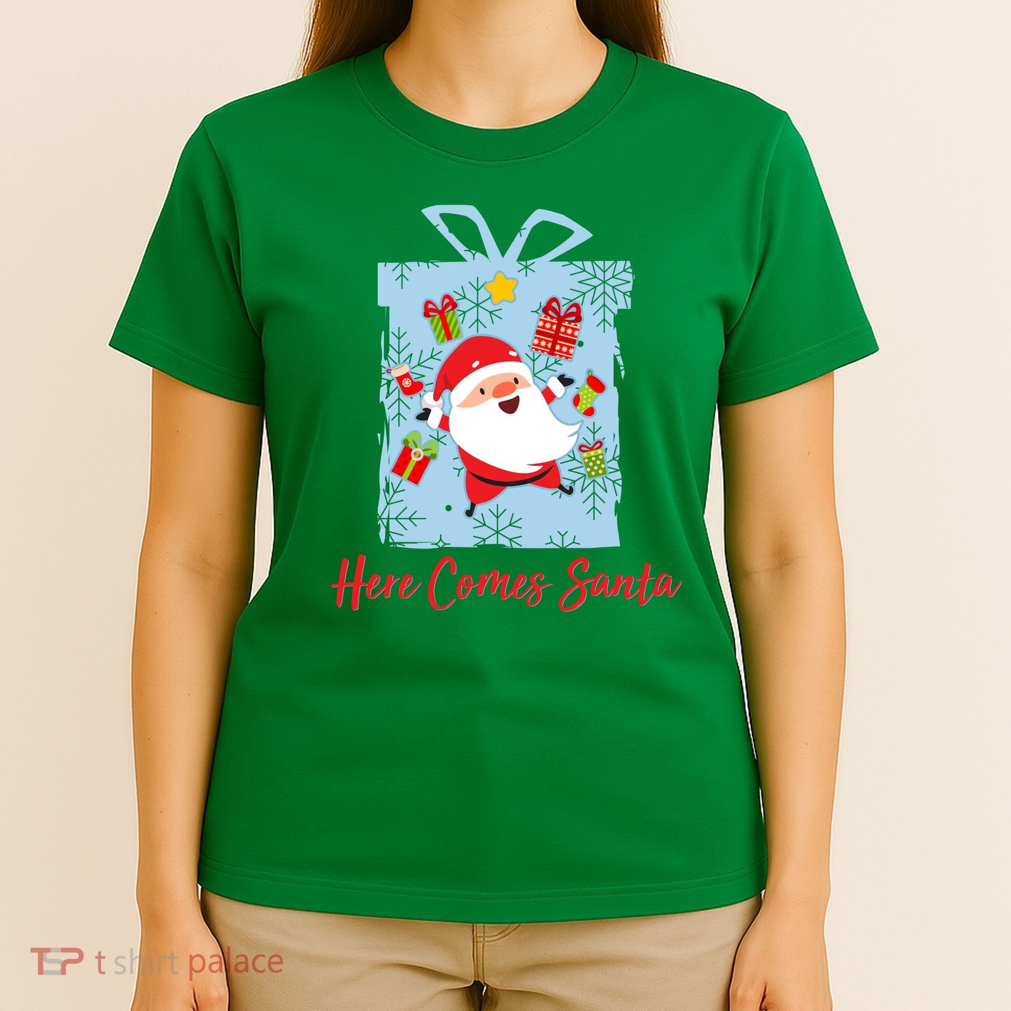 Christmas Here Comes Santa Gift Box T-Shirt