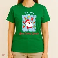 Christmas Here Comes Santa Gift Box T-Shirt thumb 4