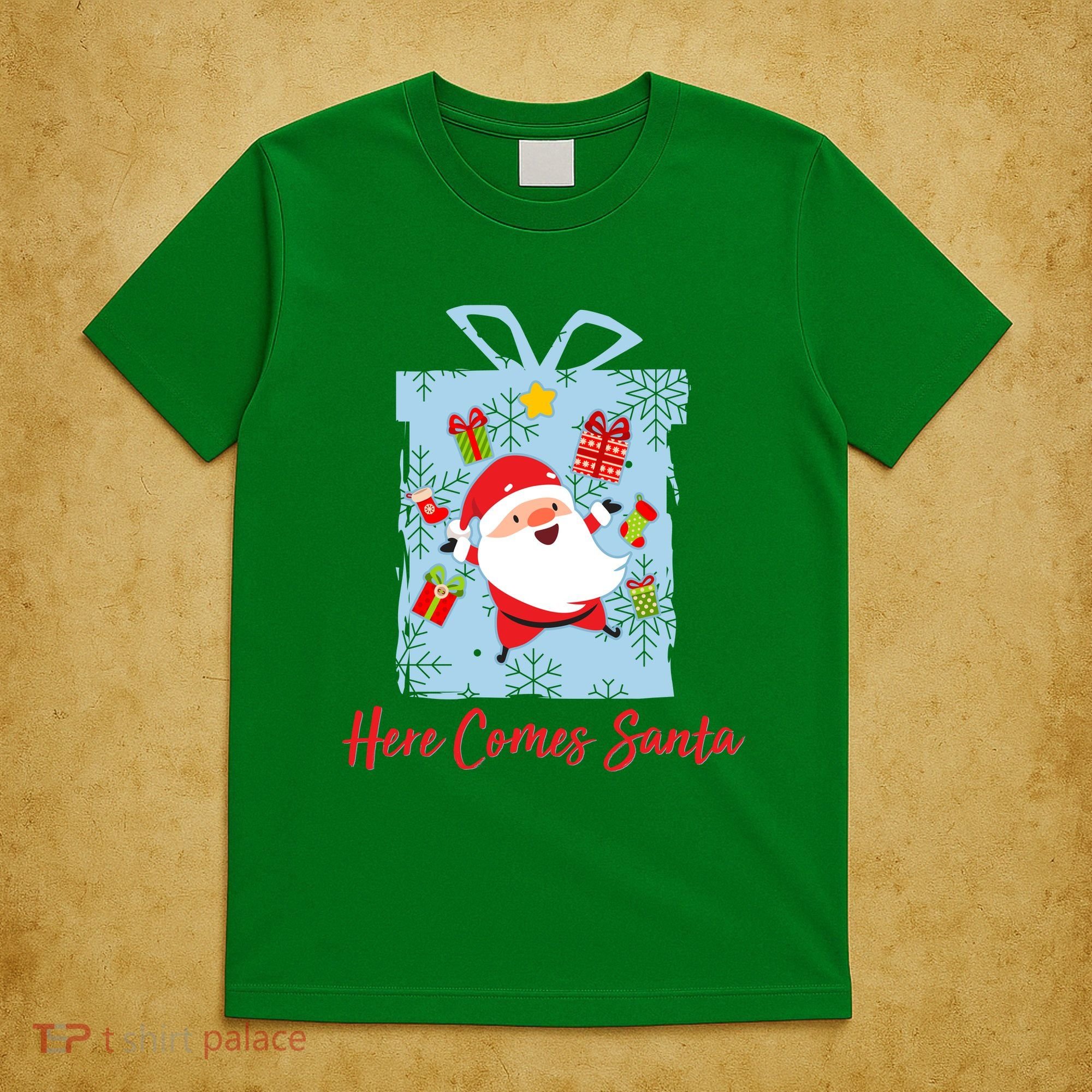 Christmas Here Comes Santa Gift Box T-Shirt