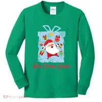 Christmas Here Comes Santa Gift Box Kids Long Sleeve Shirt thumb 0