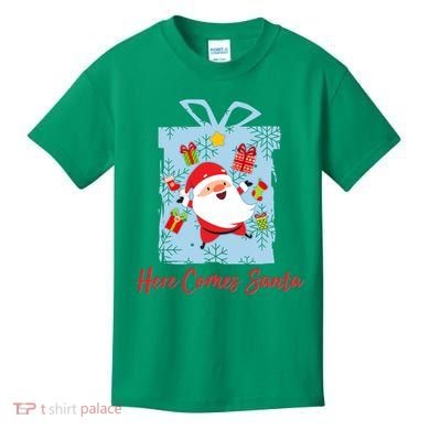 Christmas Here Comes Santa Gift Box Kids T-Shirt