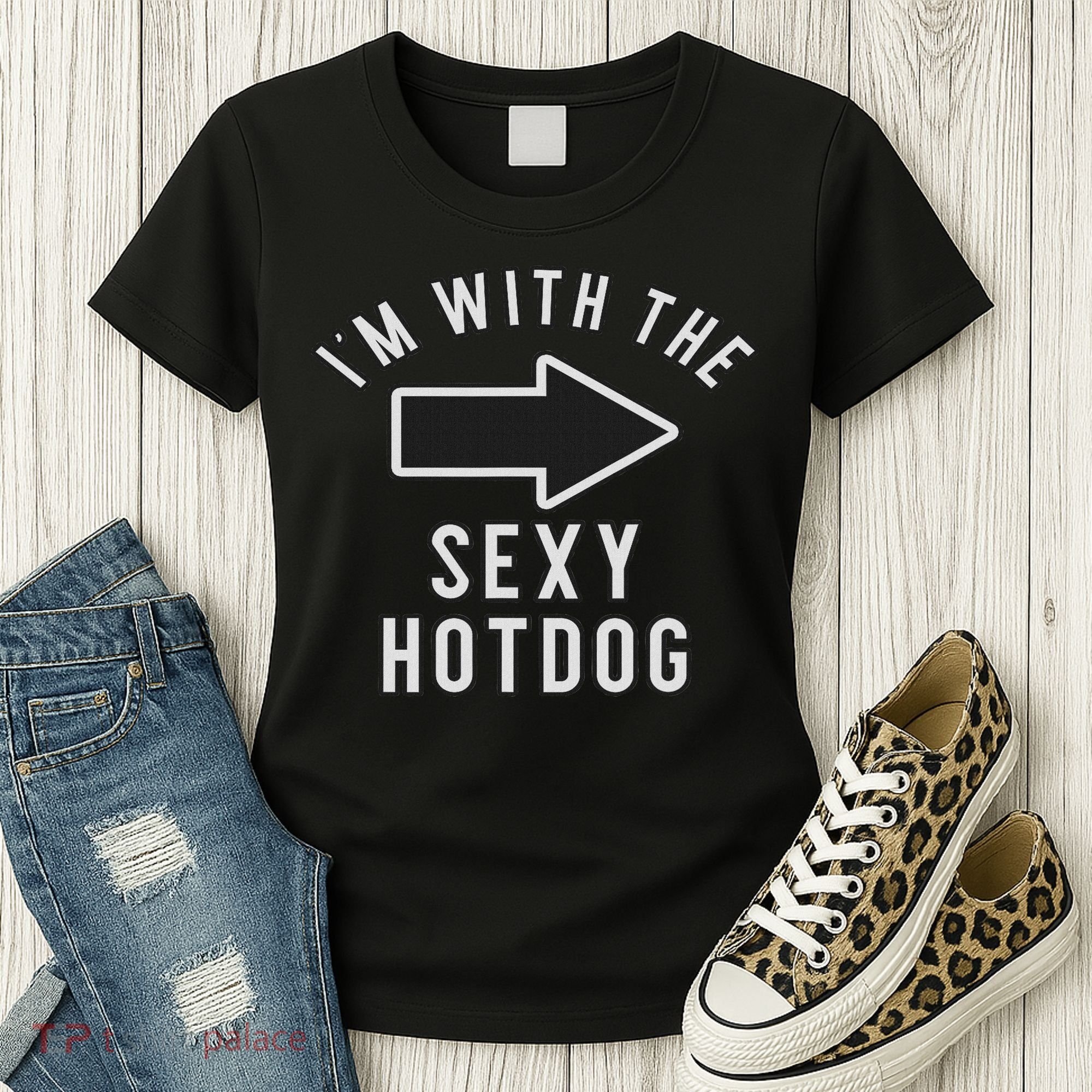 Couples Halloween Costume S I'm With The Sexy Hot Dog Women's T-Shirt