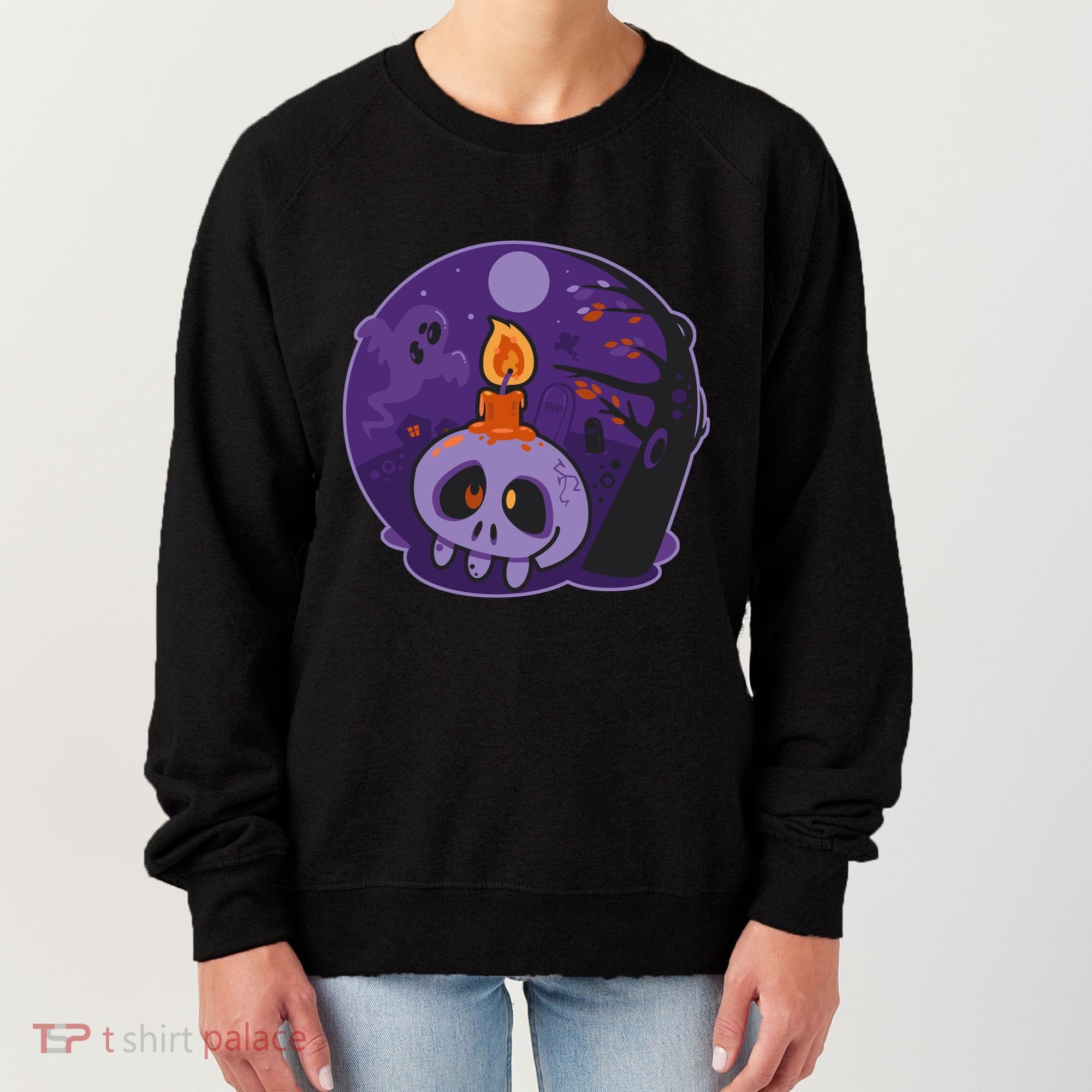 Cute Halloween Candle Skull Women's Sweatshirt