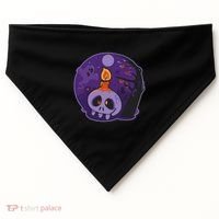 Cute Halloween Candle Skull USA-Made Doggie Bandana thumb 0