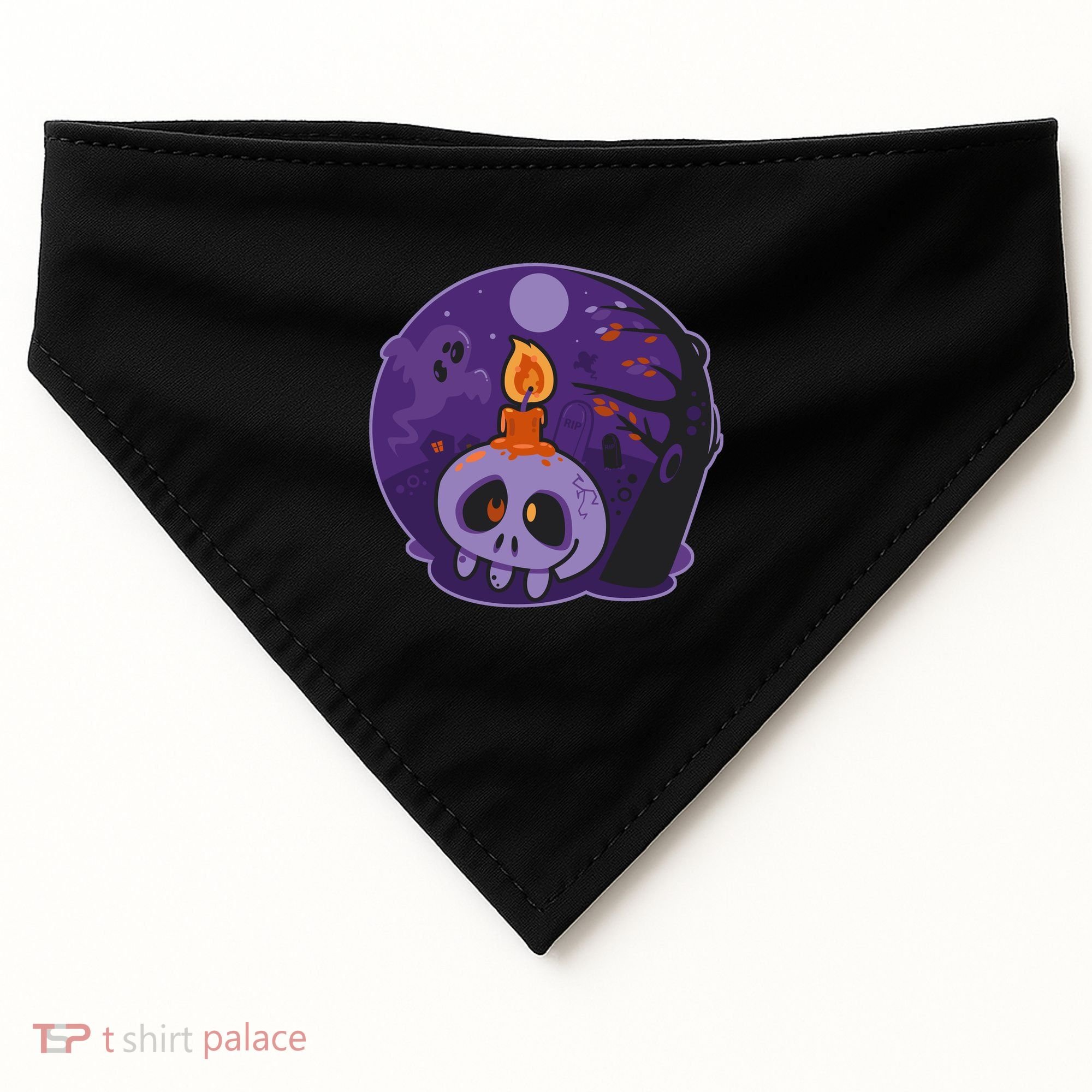 Cute Halloween Candle Skull USA-Made Doggie Bandana