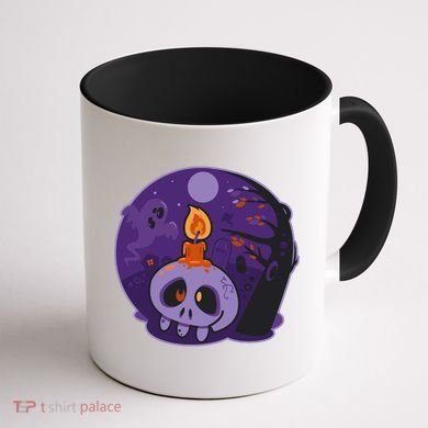 Cute Halloween Candle Skull Coffee Mug back