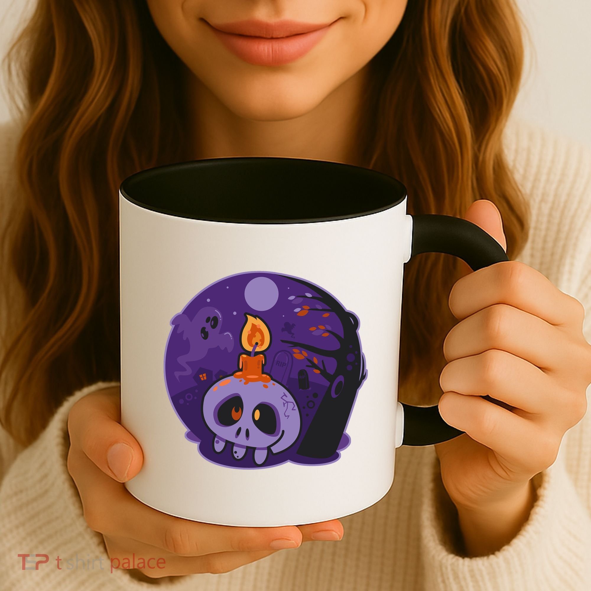 Cute Halloween Candle Skull Coffee Mug