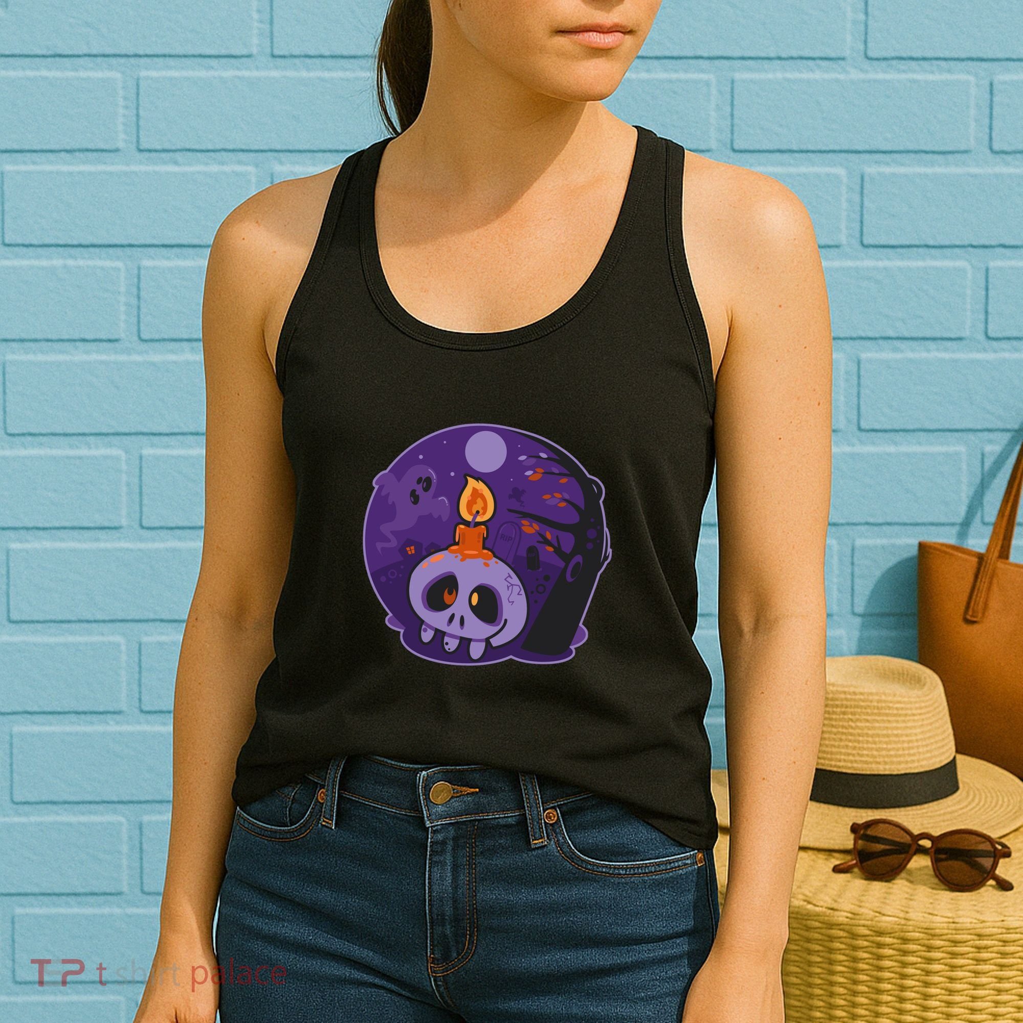Cute Halloween Candle Skull Women's Tank Top