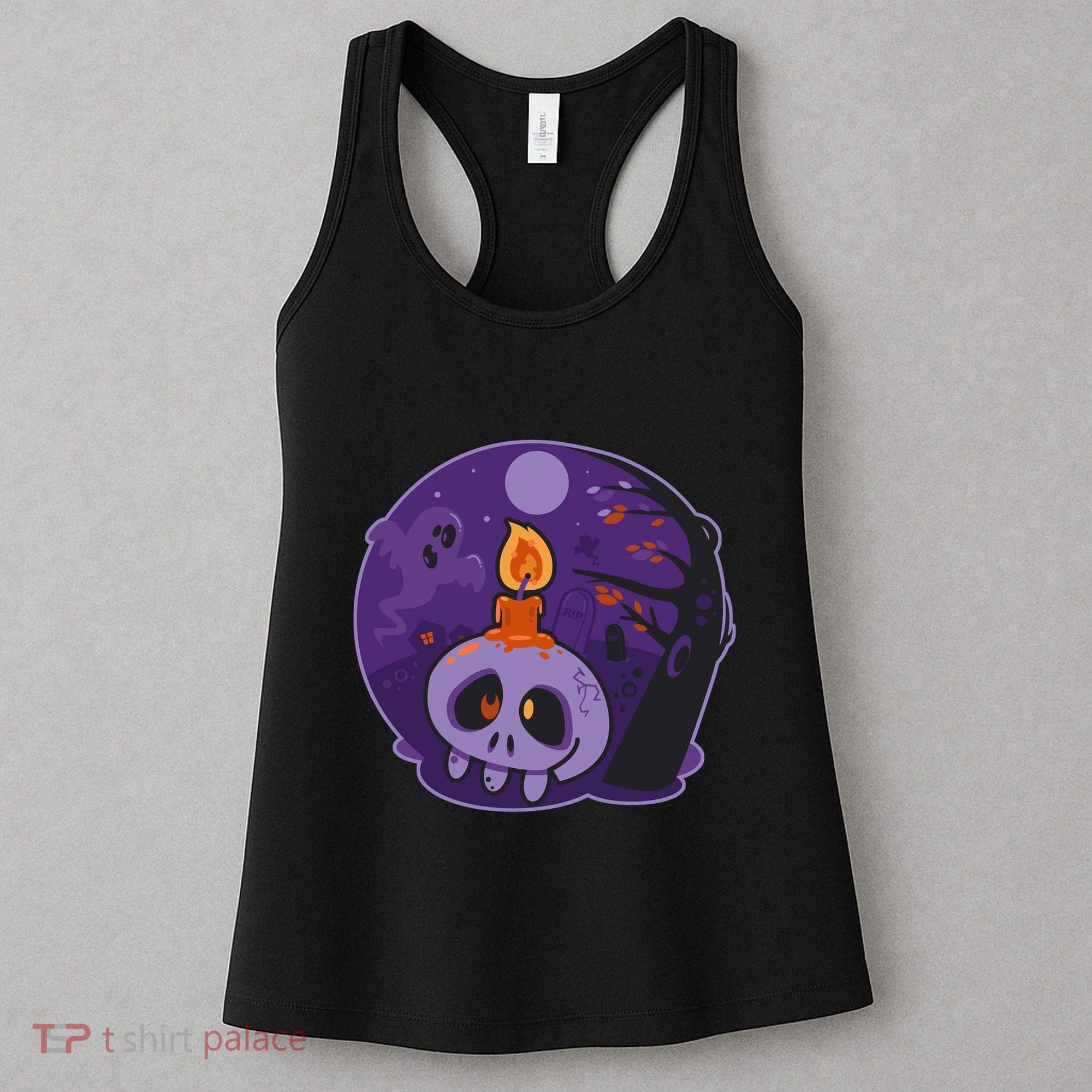 Cute Halloween Candle Skull Women's Tank Top