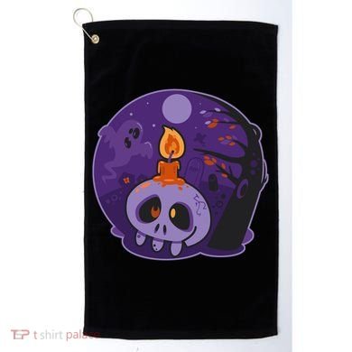 Cute Halloween Candle Skull Golf Towel