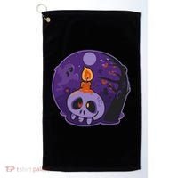 Cute Halloween Candle Skull Golf Towel thumb 0