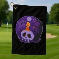 Cute Halloween Candle Skull Golf Towel thumb 1