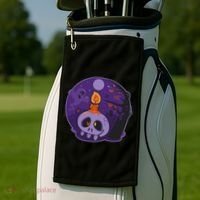 Cute Halloween Candle Skull Golf Towel thumb 2