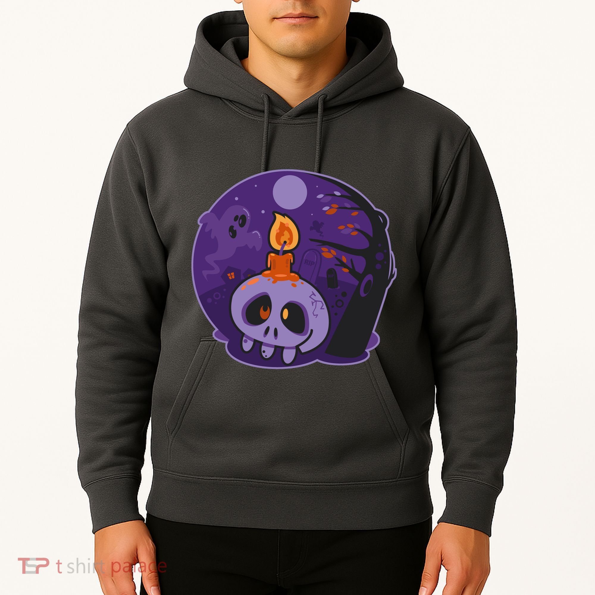 Cute Halloween Candle Skull Hoodie