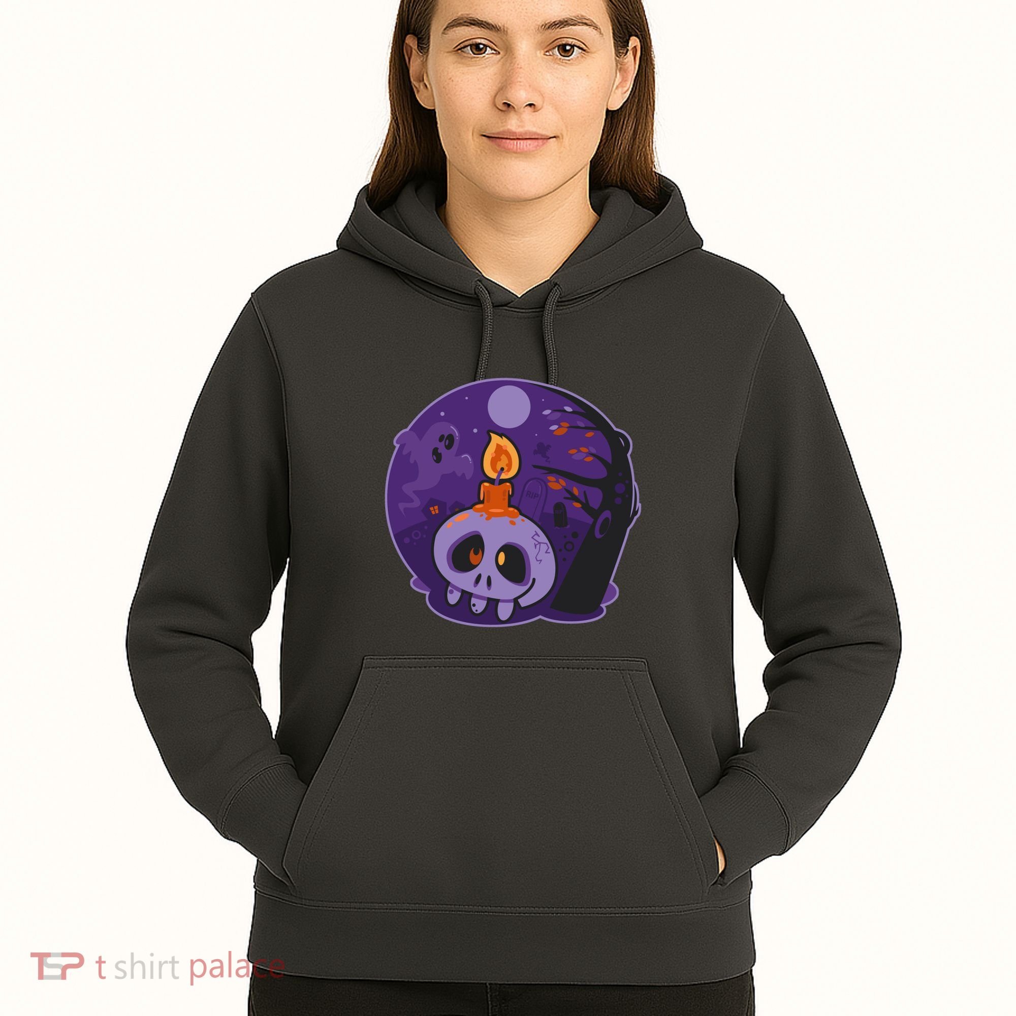 Cute Halloween Candle Skull Hoodie