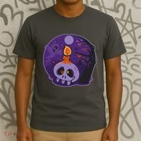 Cute Halloween Candle Skull T-Shirt thumb 3