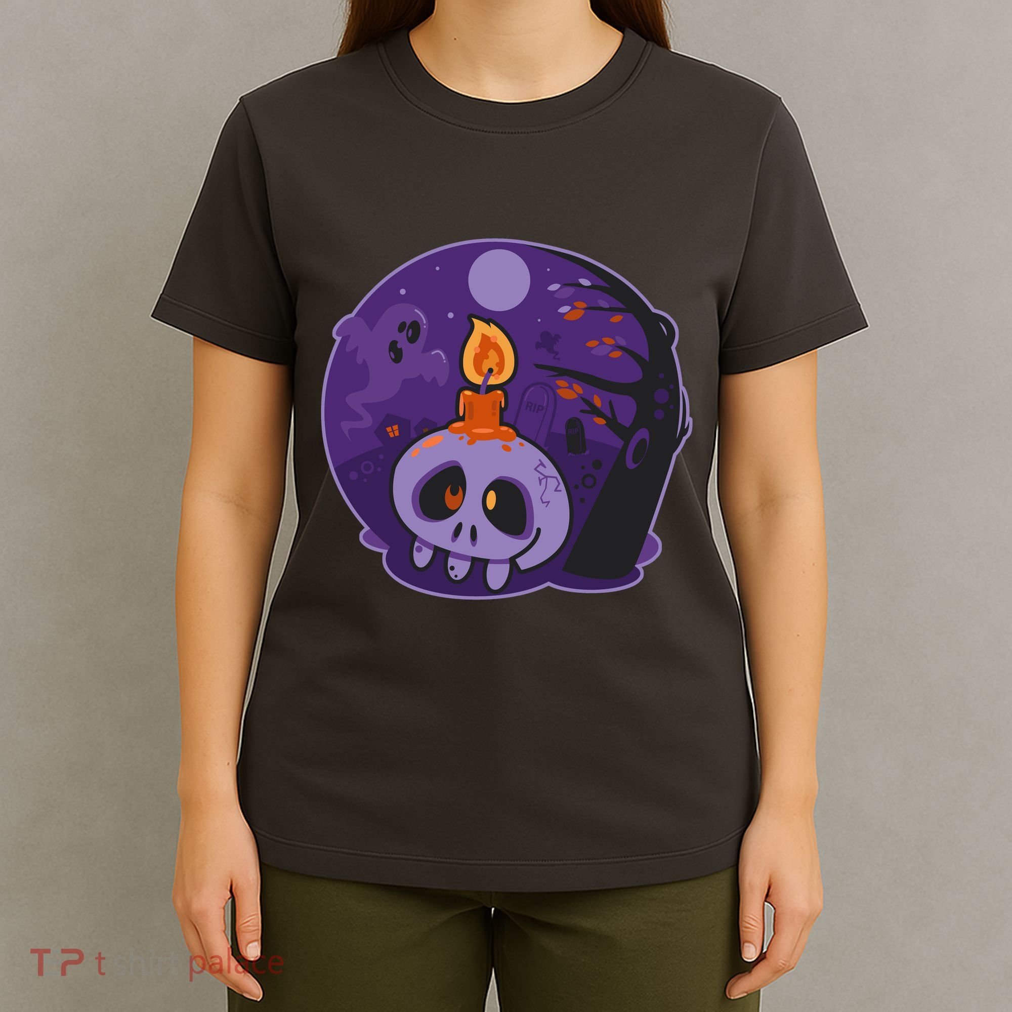 Cute Halloween Candle Skull T-Shirt