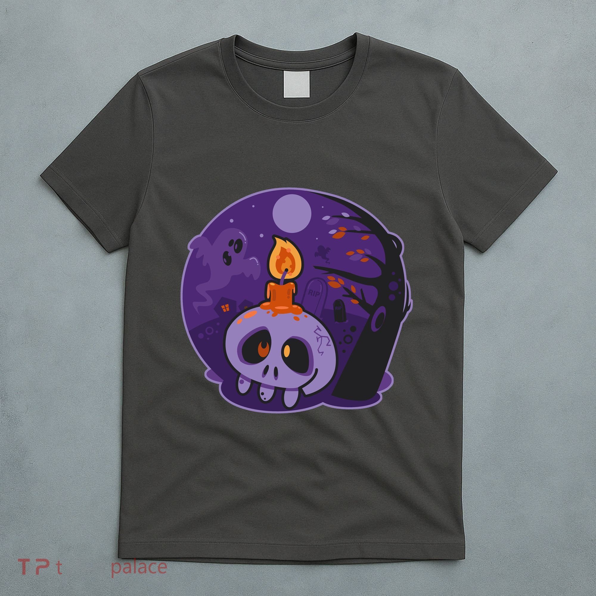 Cute Halloween Candle Skull T-Shirt