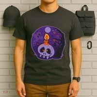 Cute Halloween Candle Skull T-Shirt thumb 6
