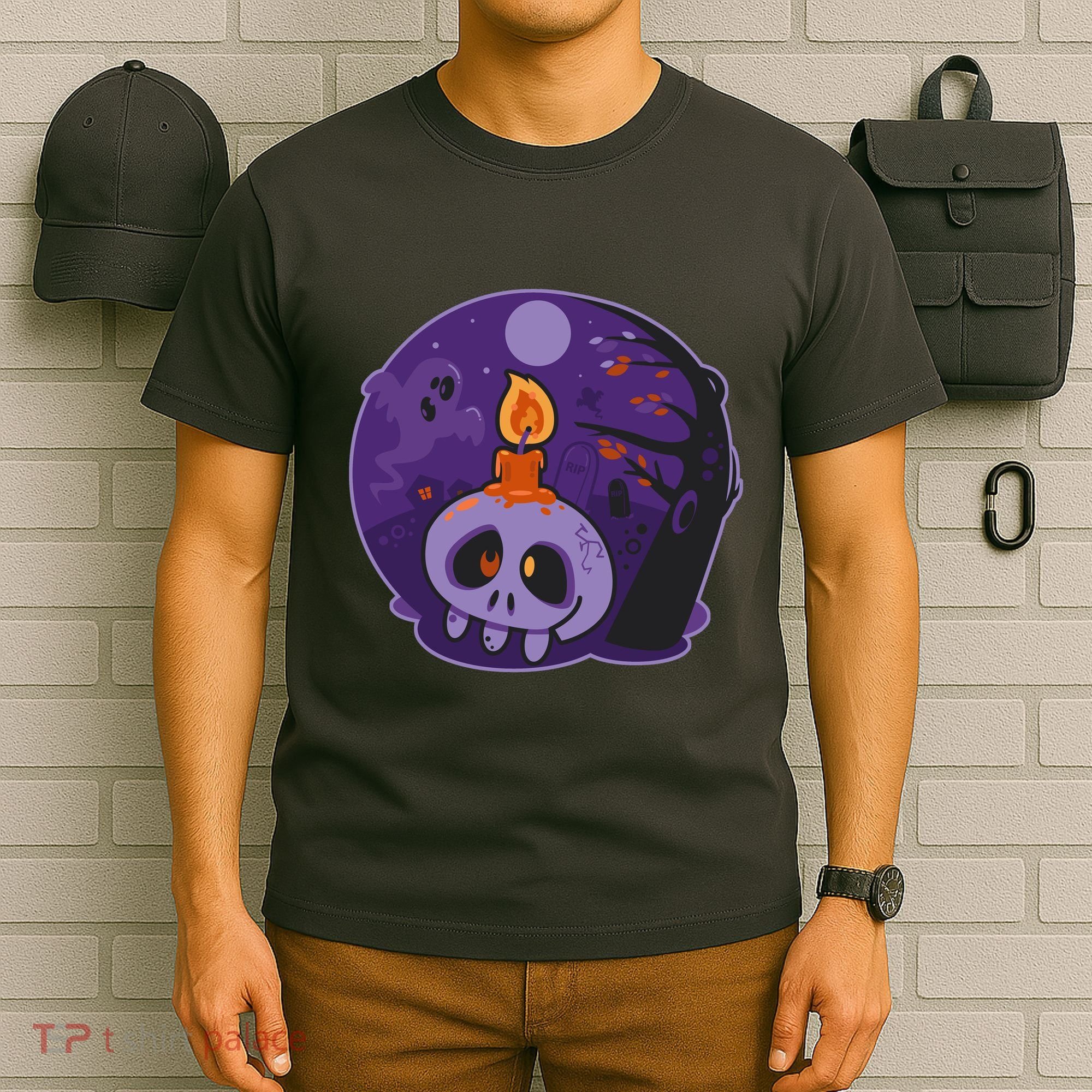 Cute Halloween Candle Skull T-Shirt