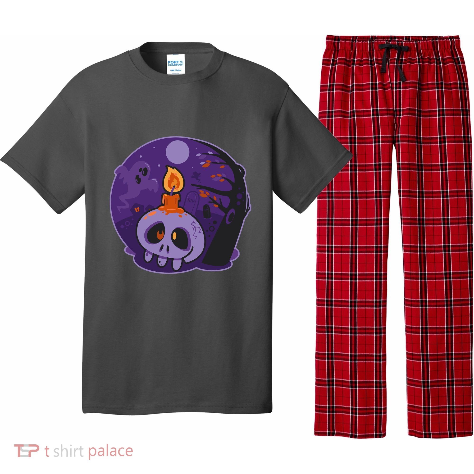 Cute Halloween Candle Skull Pajama Set