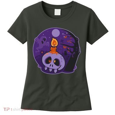 Cute Halloween Candle Skull Women's T-Shirt