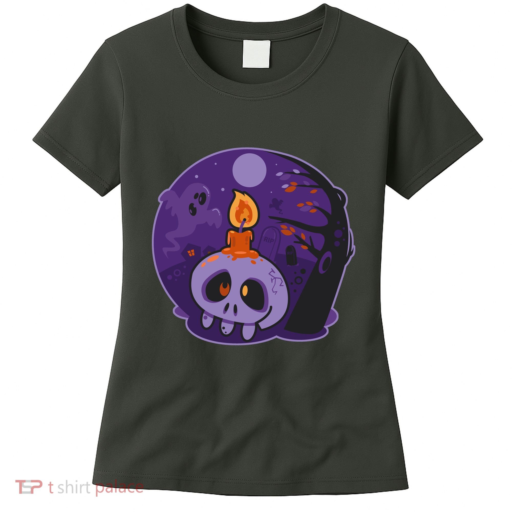 Cute Halloween Candle Skull Women's T-Shirt