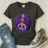 Cute Halloween Candle Skull Women's T-Shirt thumb 3