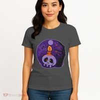 Cute Halloween Candle Skull Women's T-Shirt thumb 4