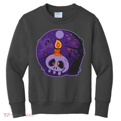 Cute Halloween Candle Skull Kids Sweatshirt