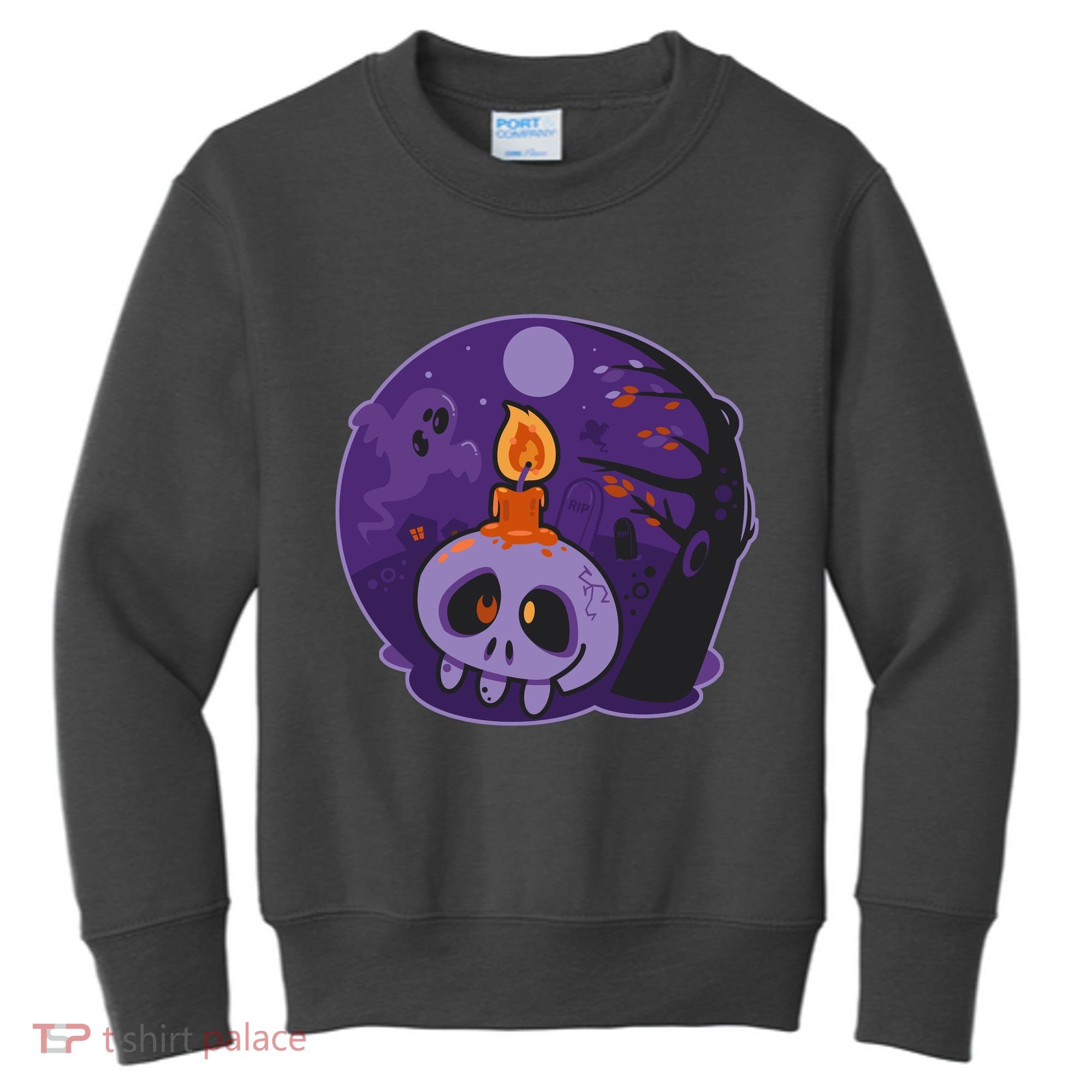 Cute Halloween Candle Skull Kids Sweatshirt