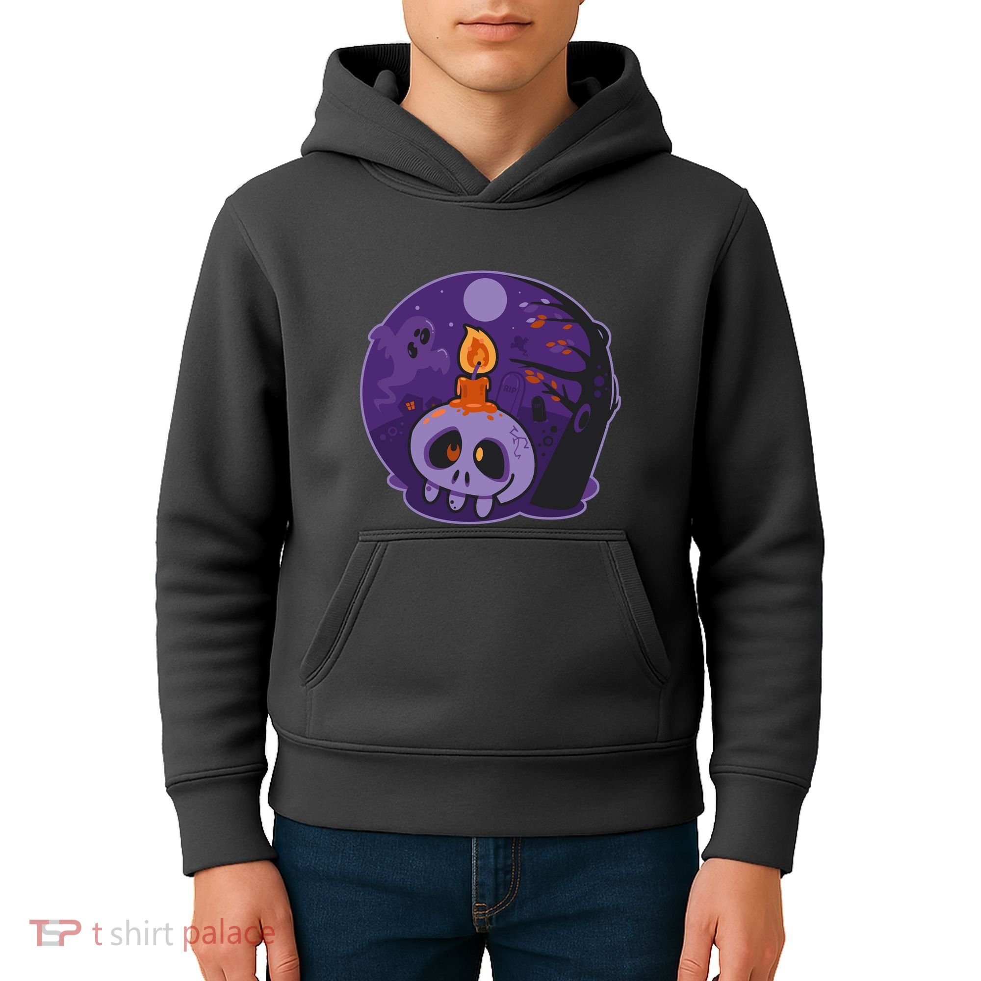 Cute Halloween Candle Skull Kids Hoodie