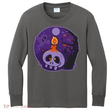 Cute Halloween Candle Skull Kids Long Sleeve Shirt