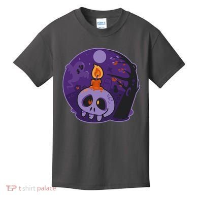 Cute Halloween Candle Skull Kids T-Shirt