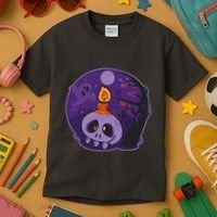 Cute Halloween Candle Skull Kids T-Shirt thumb 3