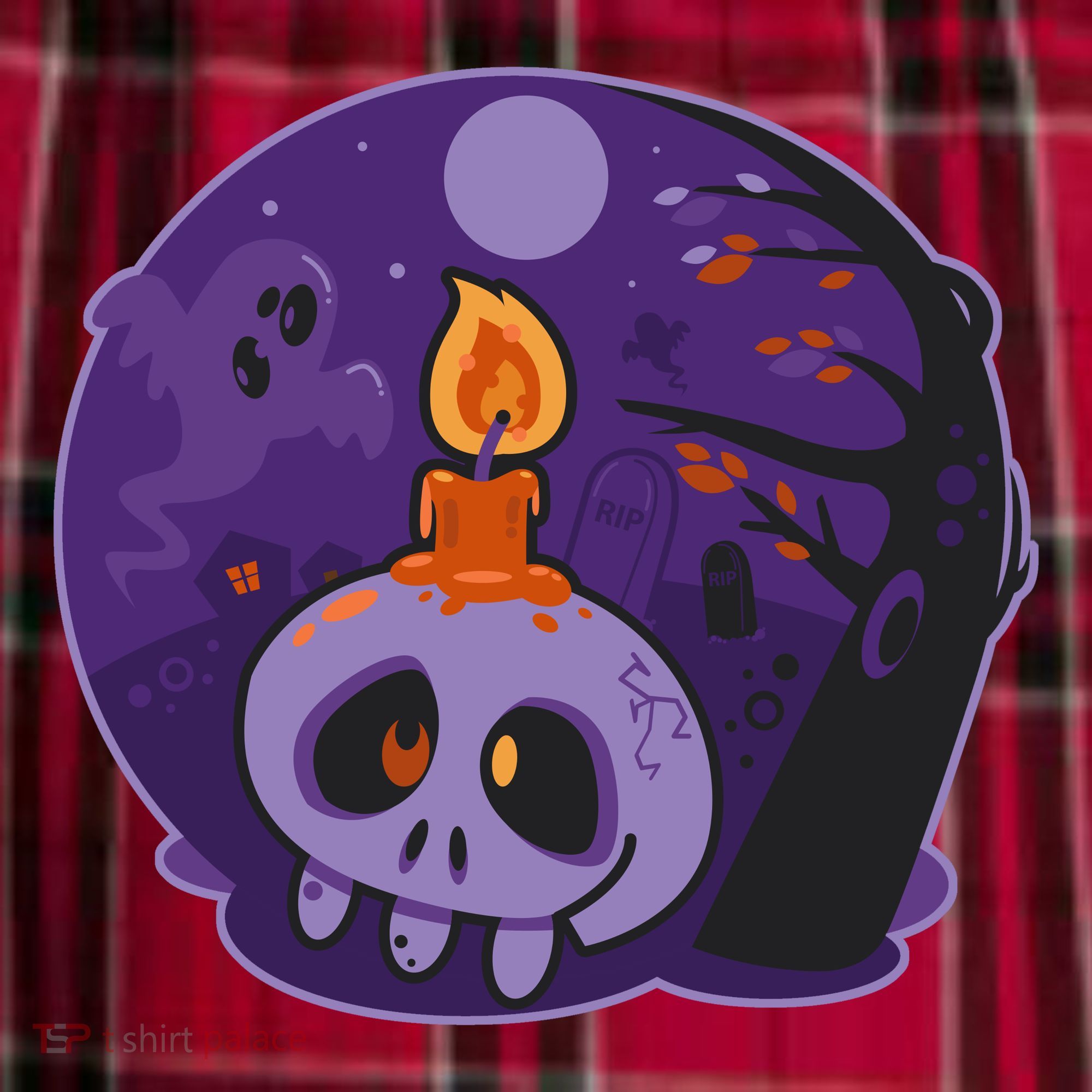 Cute Halloween Candle Skull Women's Flannel Plaid Pajama Pants