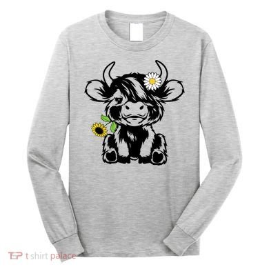 Cute Highland Cow Sunflower Long Sleeve Shirt