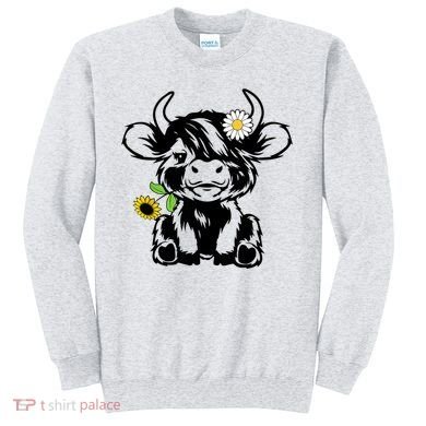 Cute Highland Cow Sunflower Sweatshirt