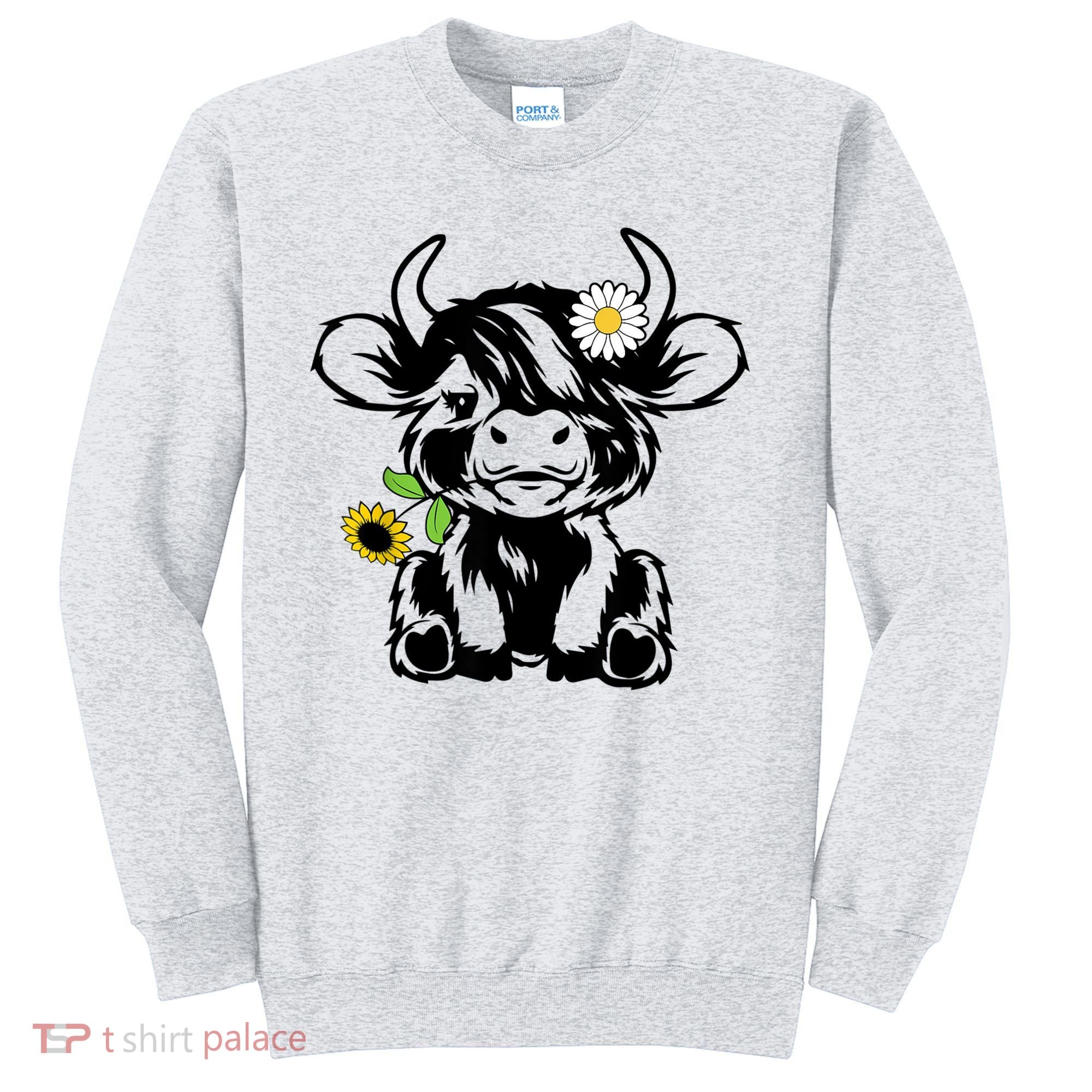 Cute Highland Cow Sunflower Sweatshirt