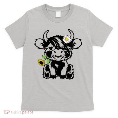 Cute Highland Cow Sunflower T-Shirt