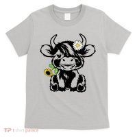 Cute Highland Cow Sunflower T-Shirt thumb 0