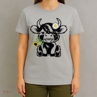 Cute Highland Cow Sunflower T-Shirt thumb 4