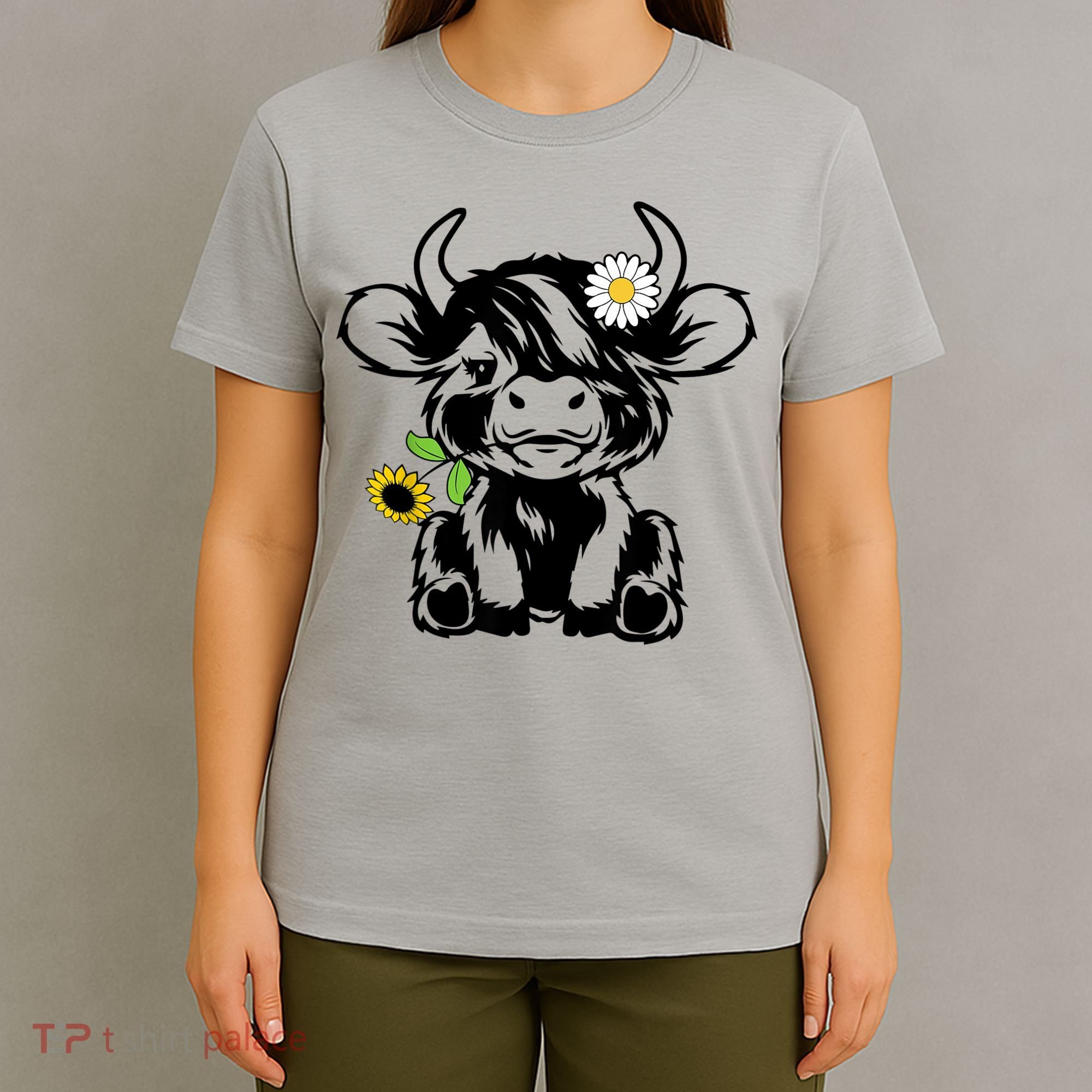 Cute Highland Cow Sunflower T-Shirt