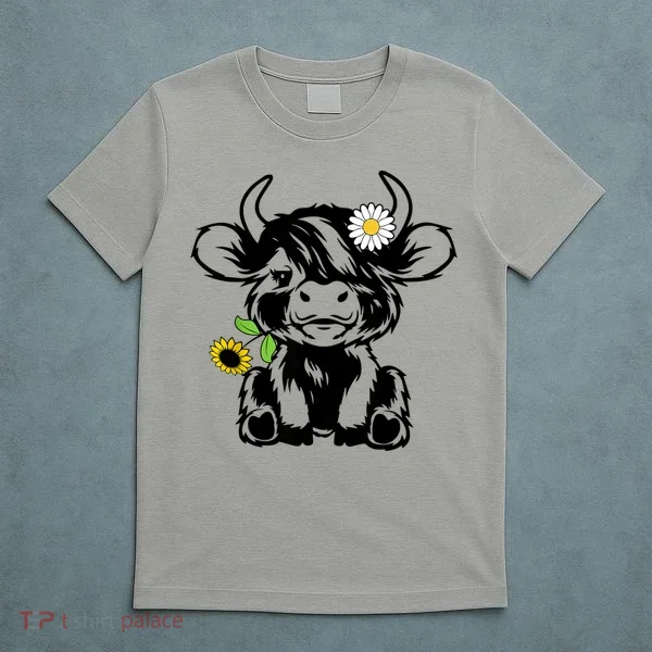 Cute Highland Cow Sunflower T-Shirt