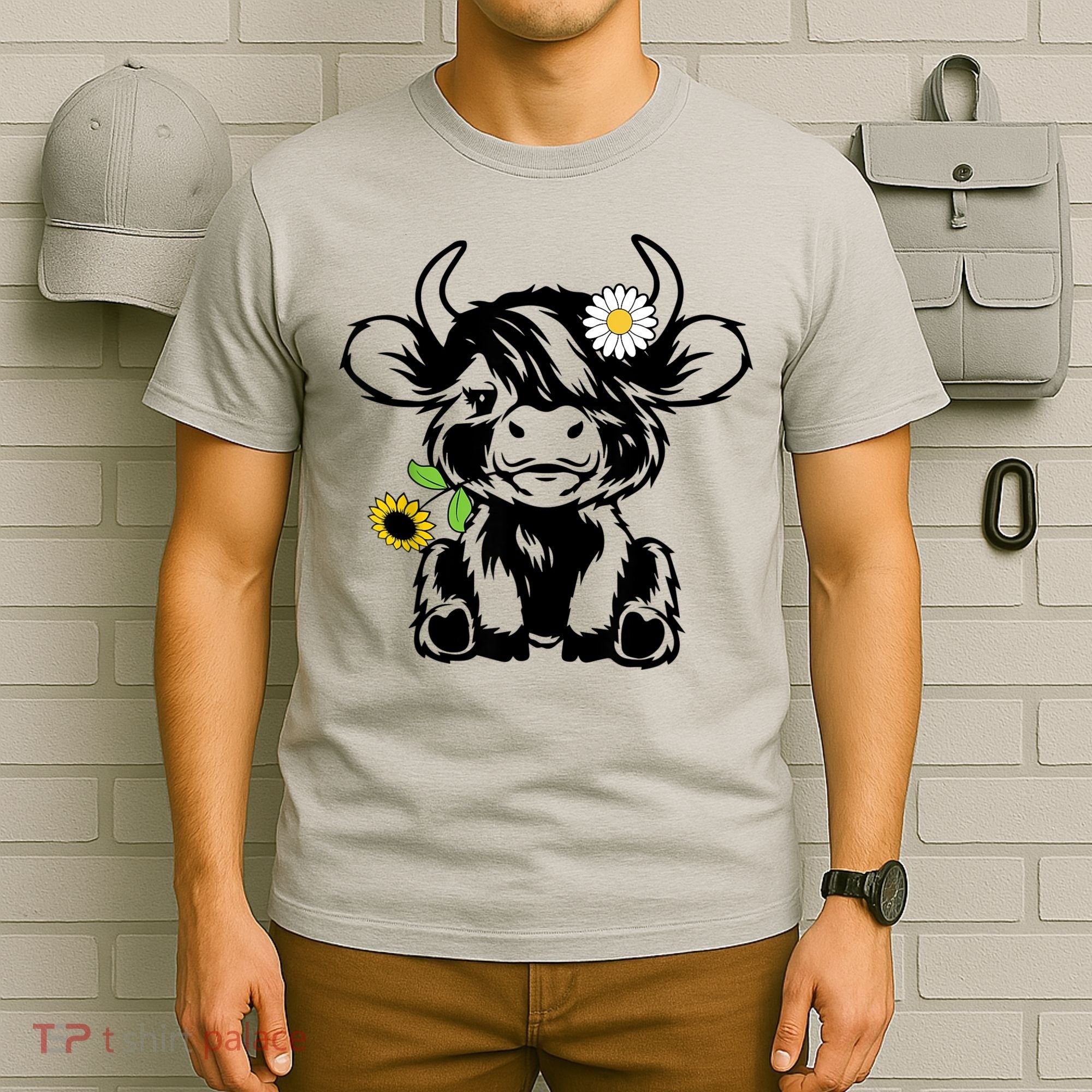 Cute Highland Cow Sunflower T-Shirt
