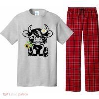 Cute Highland Cow Sunflower Pajama Set thumb 0
