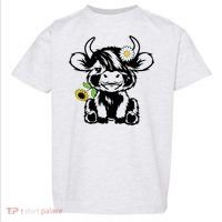 Cute Highland Cow Sunflower Toddler T-Shirt thumb 0