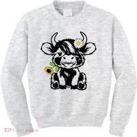 Cute Highland Cow Sunflower Kids Sweatshirt thumb 0